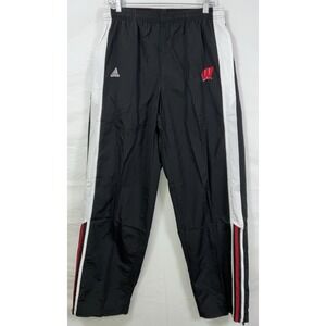 NWOT Men's Adidas ClimaProof Nylon Wisconsin Badgers Nylon Track Pants Black - M